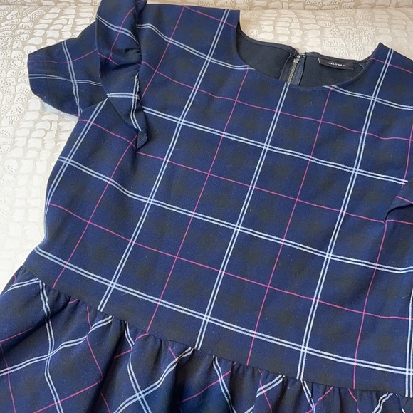 Halogen Navy Checkered Ruffled Top - Picture 3 of 6